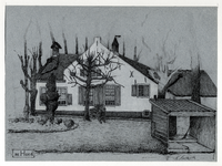 206399 Gezicht op de voorgevel van de boerderij De Hoed bij Vleuten.N.B. De gemeente Vleuten is per 1 januari 1954 ...